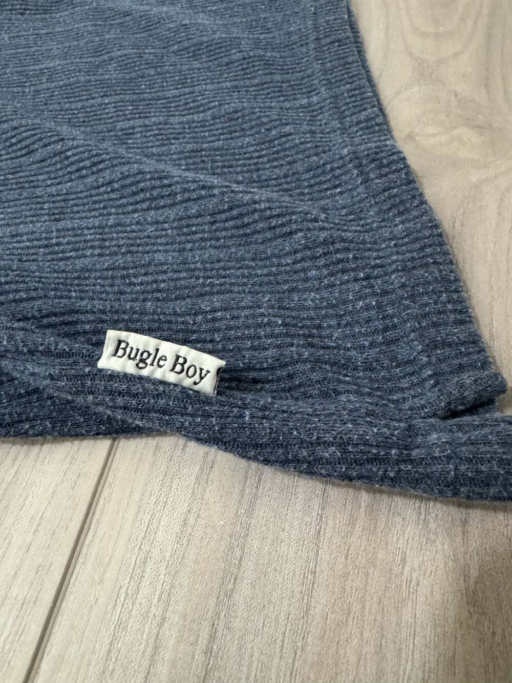 Vintage Bugle Boy Authentics Ribbed Knit V-Neck Sweater — Men's XL, Heather Navy - Picture 6 of 6